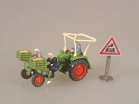Fendt GeräTeträGer M. Kartoffelleger U. Figuren - Preiser Ho 1:87 - 17935 #E