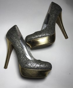 gray glitter heels