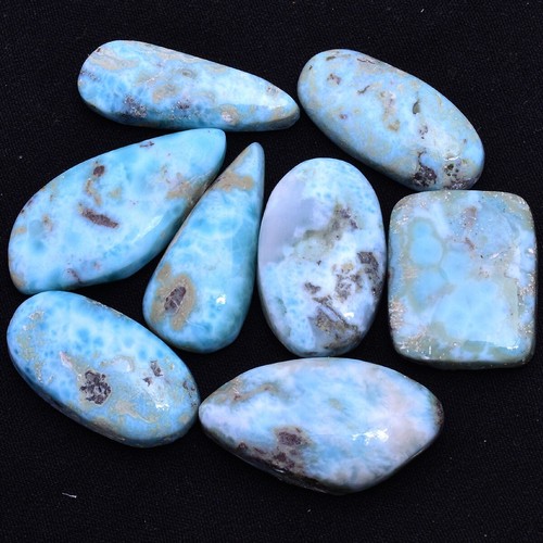 8 Pcs Natural Larimar Huge 22mm-32mm Cabochon Untreated Gemstones Wholesale Lot - Picture 2 of 5