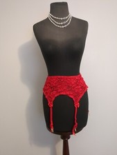 VTG Garter Belt 80's Victoria's Secret Red Shear Lace SMALL MEDIUM LARGE O/S USA