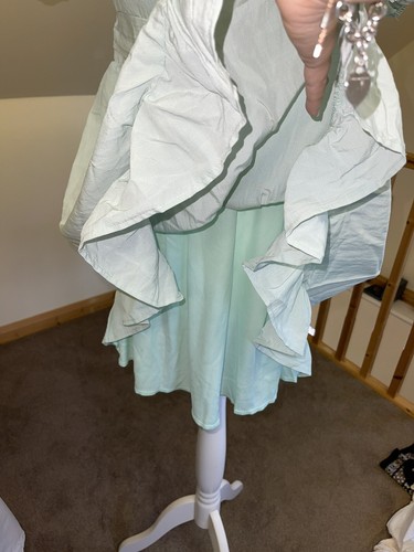 Shein Green Twist Cut Out Front Puff Sleeve Dress Size UK S - Picture 7 of 7