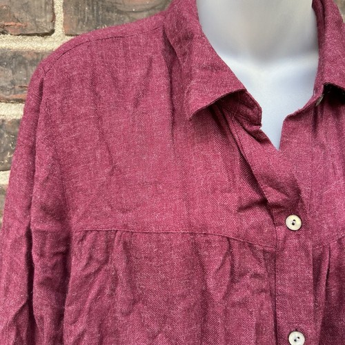 Camisa J. Jill Talla L Roja Cuello en Niveles Manga Larga Botones Borgoña - Imagen 5 de 7