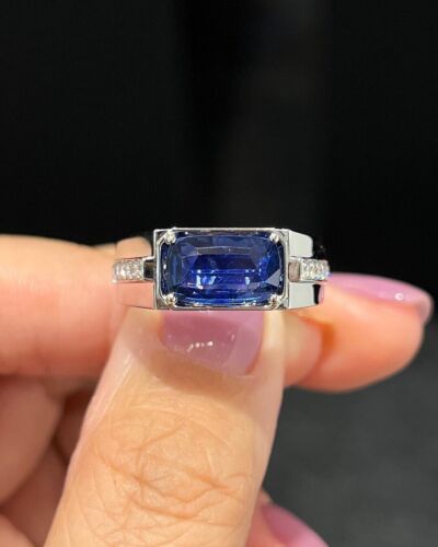 2.67 Ct Lab Created Sapphire & Diamond Wedding Men's Band 14K White Gold Size 11 - 第 1/8 張圖片