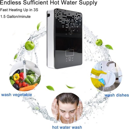 Electric Tankless Water Heater,6500W Calentador de Agua Electrico w/ LED Display - Picture 3 of 14