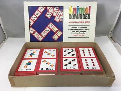 Animal Dominoes First Learning Game Big Pieces Ages 3 & Up Vintage Boardgame