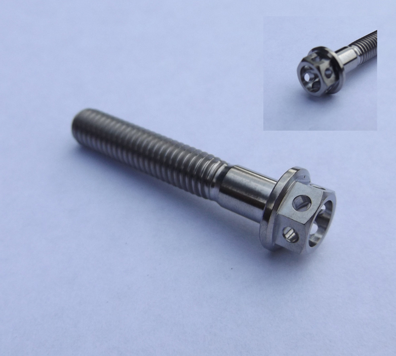 Titanium bolts M6 all sizes motorsport drilled hex head M6x10 to M6x100