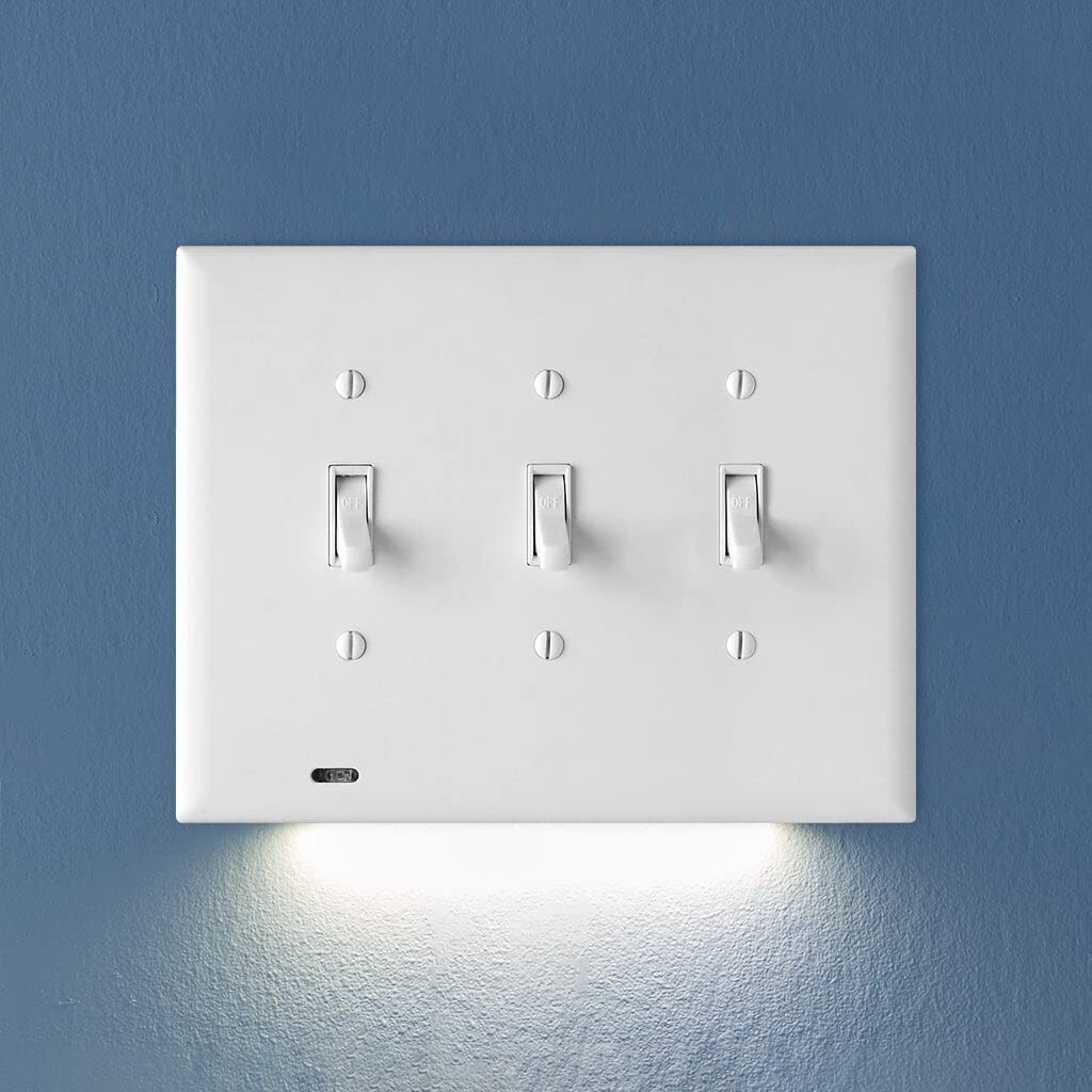 SnapPower SwitchLight [Triple-Gang] - Light Switch Wall Plate with Night Light