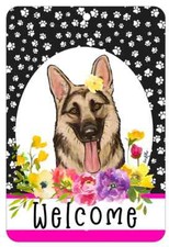German Shepherd Aluminum Indoor/Outdoor Paw Prints Welcome Sign