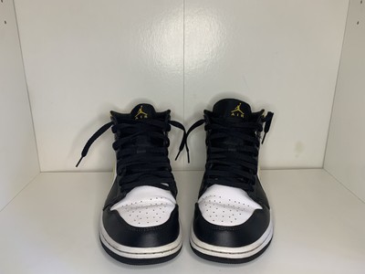 Nike Air Jordan 1 Mid White Pollen Black Gold Shoes Mens  display picture 3