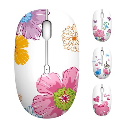 M101 Wireless Mouse Cute Silent Computer Mice with USB Receiver 2.4G Optical ...