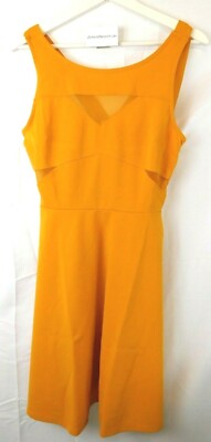 CacheCache ausgestelltes Damenkleid mit Mesh Einsätzen dunkelgelb Gr.36