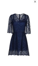 Dolce&Gabbana Women navy Dress Viscose Floral Lace V-Neck Mini Bodycon IT 42