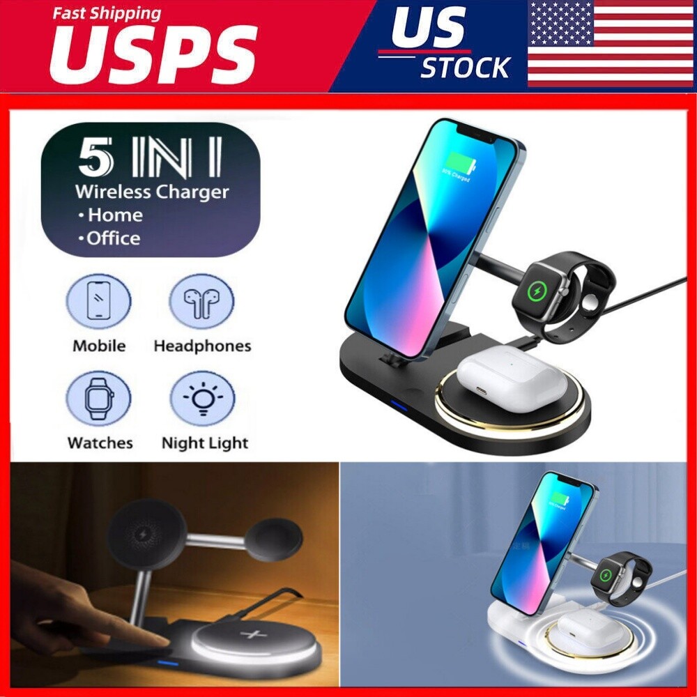 Wireless Charger Dock Charging Station 3 in 1 For Apple Watch iPhone 16 15 14 12-image