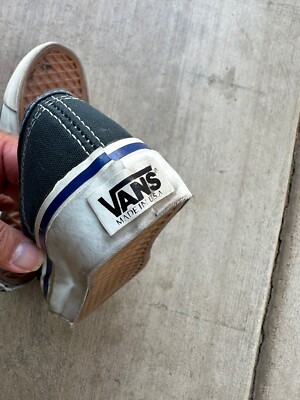 VANS made in usa ヴィンテージ　authentic era Vintage Vans Made In USA Authentic Or Era White Blue Flowers