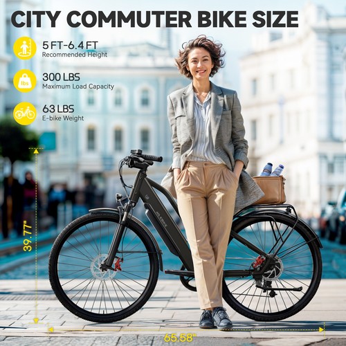 TST Electric Bike for Adults 23 MPH 1000W Electric Bicycle W/ Rear Rack+Fenders - Picture 3 of 7