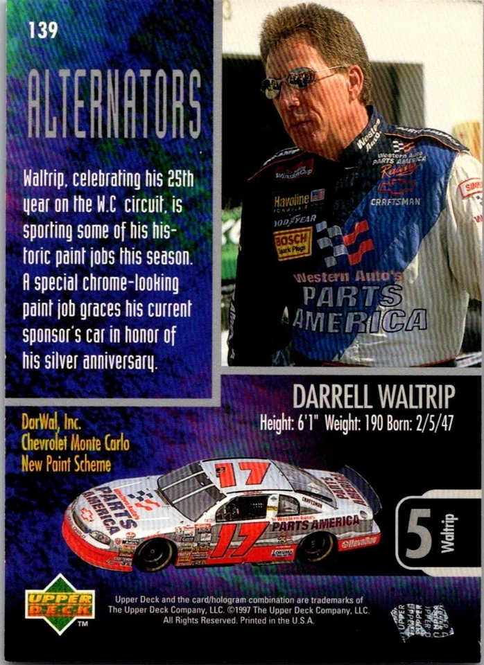 1997 Upper Deck Road To The Cup #139 Darrell Waltrip - Image 2 of 2