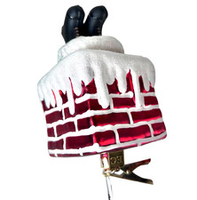 RAZ Eric Cortina Clip Glass Ornament Santa Chimney Boots Christmas Imports