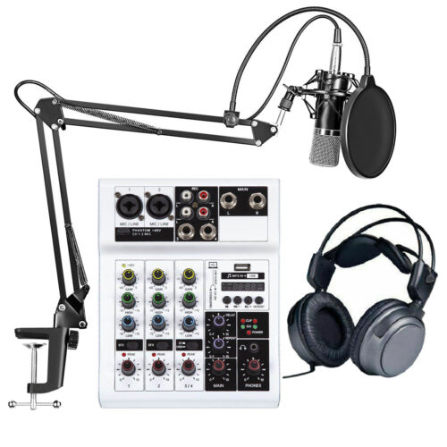 Home Recording Studio Bundle Vocal Condenser Mic Kit Headphones Mixer Interface  - Foto 1 di 5