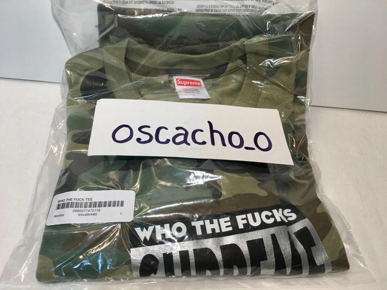 Haut tee shirt camouflage Supreme Who The F*ck Is taille L SS19