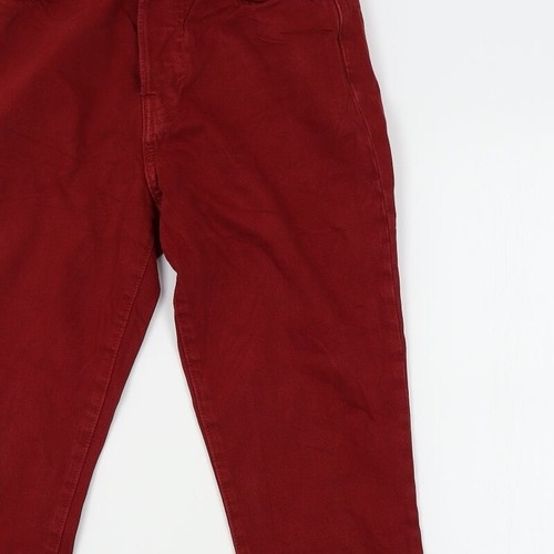 H&M Womens Red Cotton Blend Straight Jeans One Size L26 - Picture 8 of 12