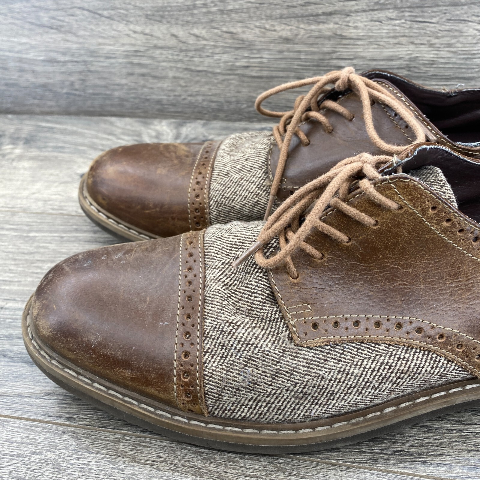 SAOLA Scarpe eleganti Oxford G H Bass & Co Howie pelle bordo erba da uomo taglia 11US marrone