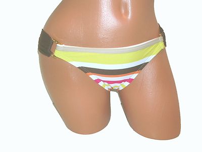 Esprit NEW Brown Yellow Women's Size XS 0 2 Swimsuit Bikini Bottom $42 2437