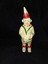 Antique Cast Iron Circus Clown Bank Painted Collectible White Red AC Williams