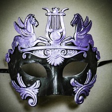 Venetian Masquerade Ball Party Face Mask For Halloween Men Pegasus Mask Purple