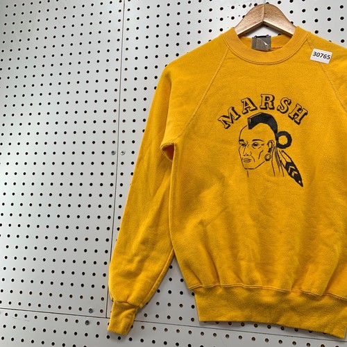 Vintage 90s Indian Head Marsh Crewneck Sweatshirt Youth Large Yellow USA 18x23 - Picture 5 of 15