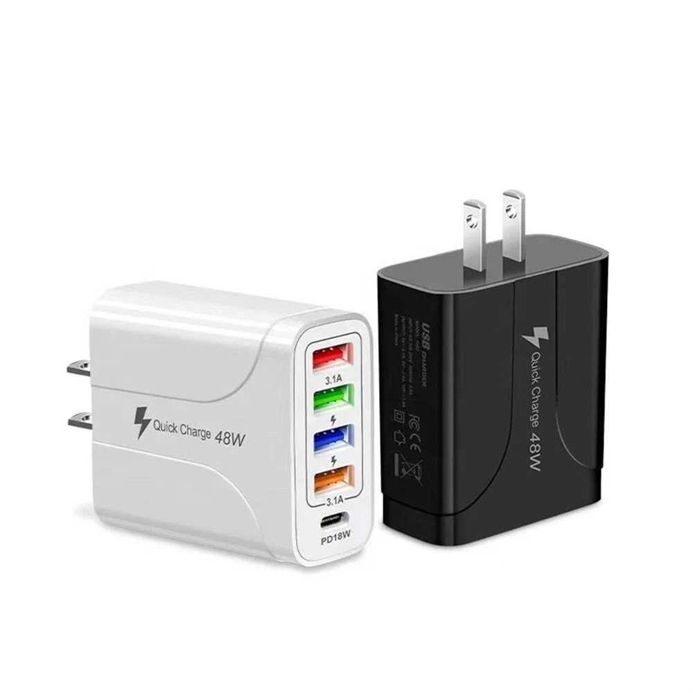 5 Multi Port USB Hub Charger Station Wall Fast Charger PD Power Adapter US Plug