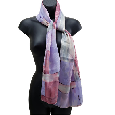 Women's Scarf Multicolor Floral Block Motif Polyester 14'' x 60'' Rectangle Wrap