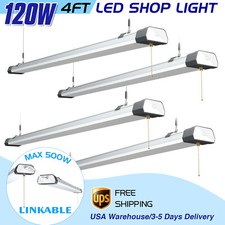 4 Pack 120W 4FT LED Shop Light Linkable Garage Barn Ceiling Tube Fixture 15600Lm