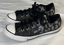 Converse Girl's Shoes Size 1 CT OX Black/Mouse Animal Print Low Top