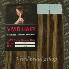 10pcs 22" Seamless Tape Skin Weft Human Hair Extensions Brown Dark Blonde 5/7W