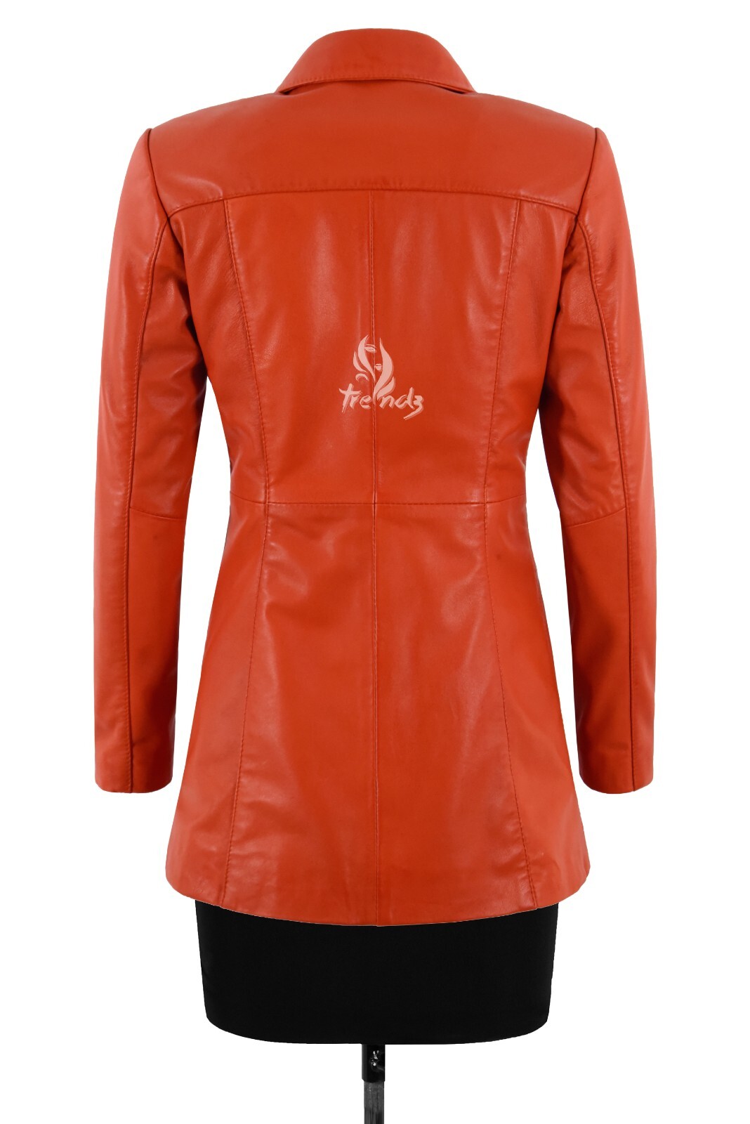 ALTRA Giacca Donna In Pelle Cerniera Arancione Lunghezza Media Slim Fit Stile Casual Cappotto