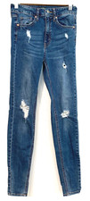 Wild Fable Highest Rise Skinny Jeans Blue Stretch Distressed Holes 24x28 Size 00