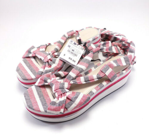 Zara Damen-Plateau-Sandalen mit Schnürriemen mit Knöchelwickel - neu mit Etikett - Bild 2 von 8