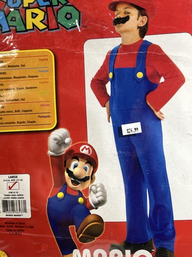 Child’s Super Mario Bros Mario Costume, Large 12-14 - Picture 4 of 10