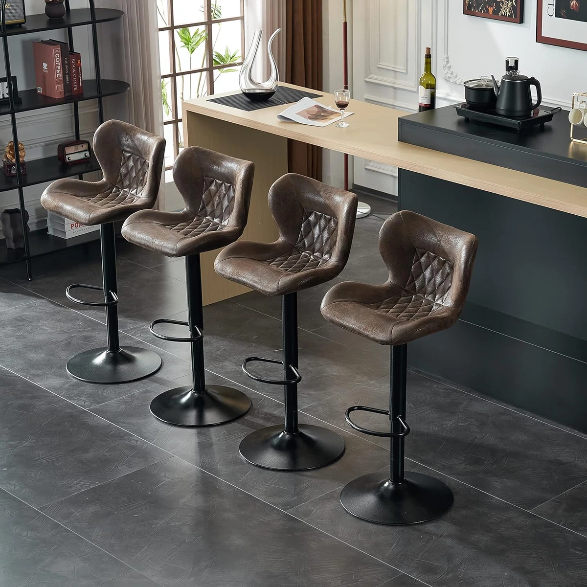Set of 2 Bar Stools Counter Height Adjustable 24 33 Inch Bar