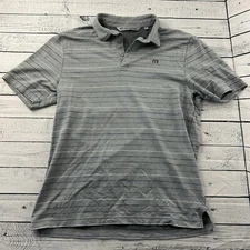 Travis Mathew Striped Short Sleeve Golf Polo Shirt Men's Medium Gray