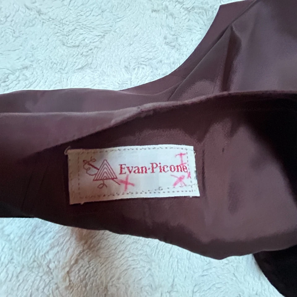 Colete vintage anos 90 Evan-Picone feminino tamanho 16 marrom mistura de lã botões - Imagem 3 de 4