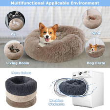 Super Soft Pet Cat dog Bed Plush Full Size Washable Calm Donut Bed Comfortable