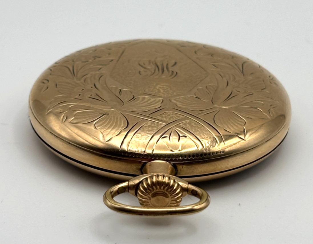 South Bend 19 Jewel Size 12 Open Face Gold Filled Pocket Watch runs