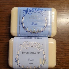 Mistral Savon Extra Fin Lait Milk Organic Shea Butter Soap Bar, 7 Oz, 2 in Pkg