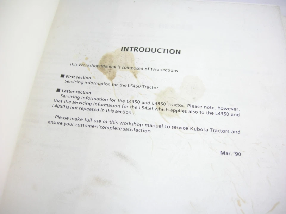Original Kubota L4350 L4850 L5450 Utility Tractor Service Workshop Repair Manual - Image 2 of 4