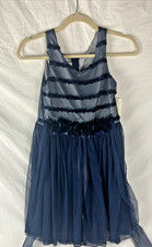 Bonnie Jean Girls Navy Blue Party Dress Size 12 Mesh Sequin Special Occasion NWT