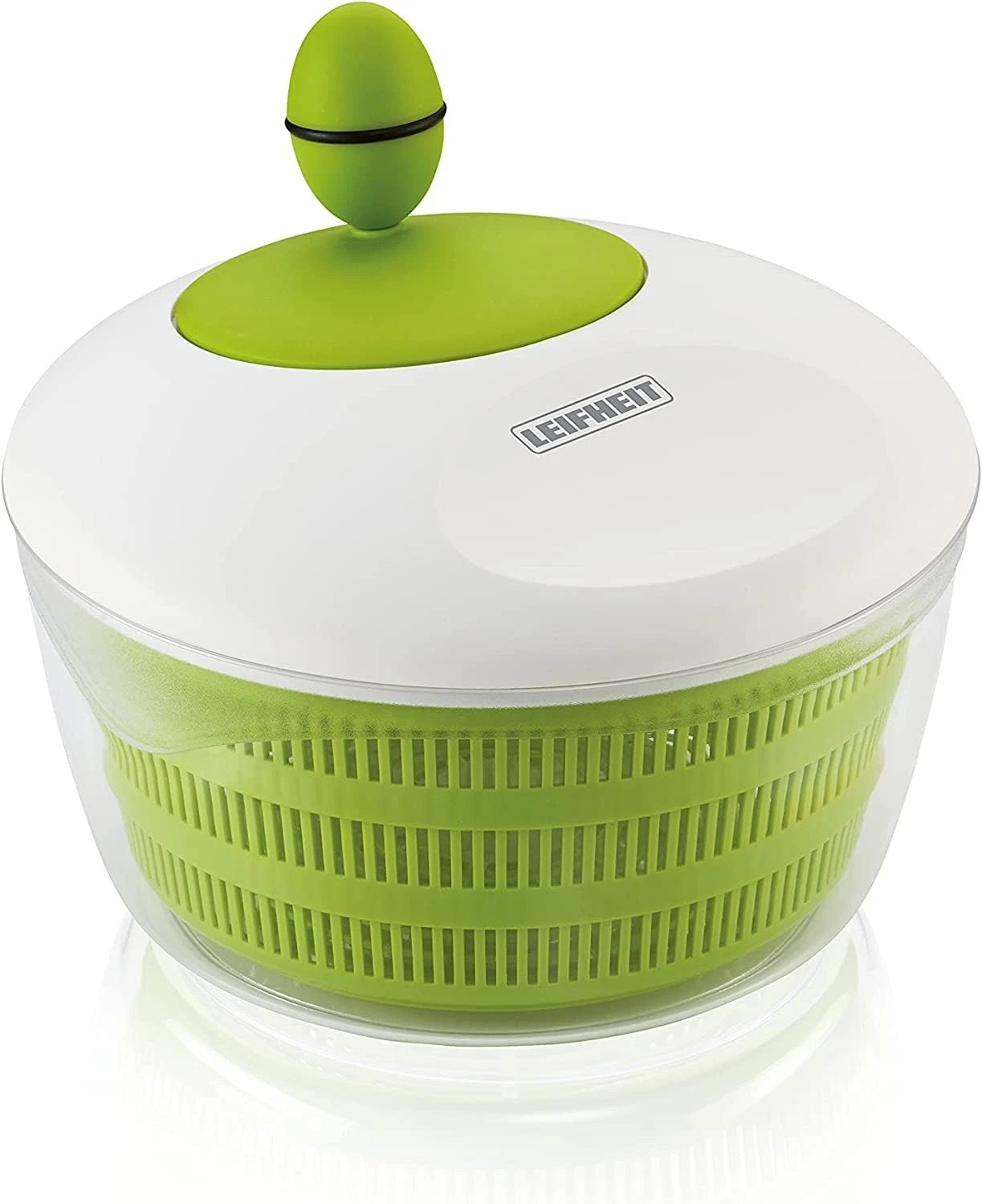Trend Green and White Salad Spinner, 4L Crank-Handle Salad Dryer with Non-Sli...