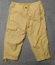DA-NANG Women's Small Cropped Cargo Pants Y2K Grunge Taffy Yellow Drawstring