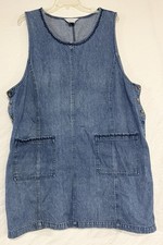 Vtg Van Heusen Sleeveless Blue Denim Romper Side Buttons Dress Sz XL Retro Chic