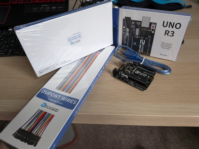 ELEGOO Uno R3 Microcontroller & USB Cable, Solderless Breadboard, Dupont Wires